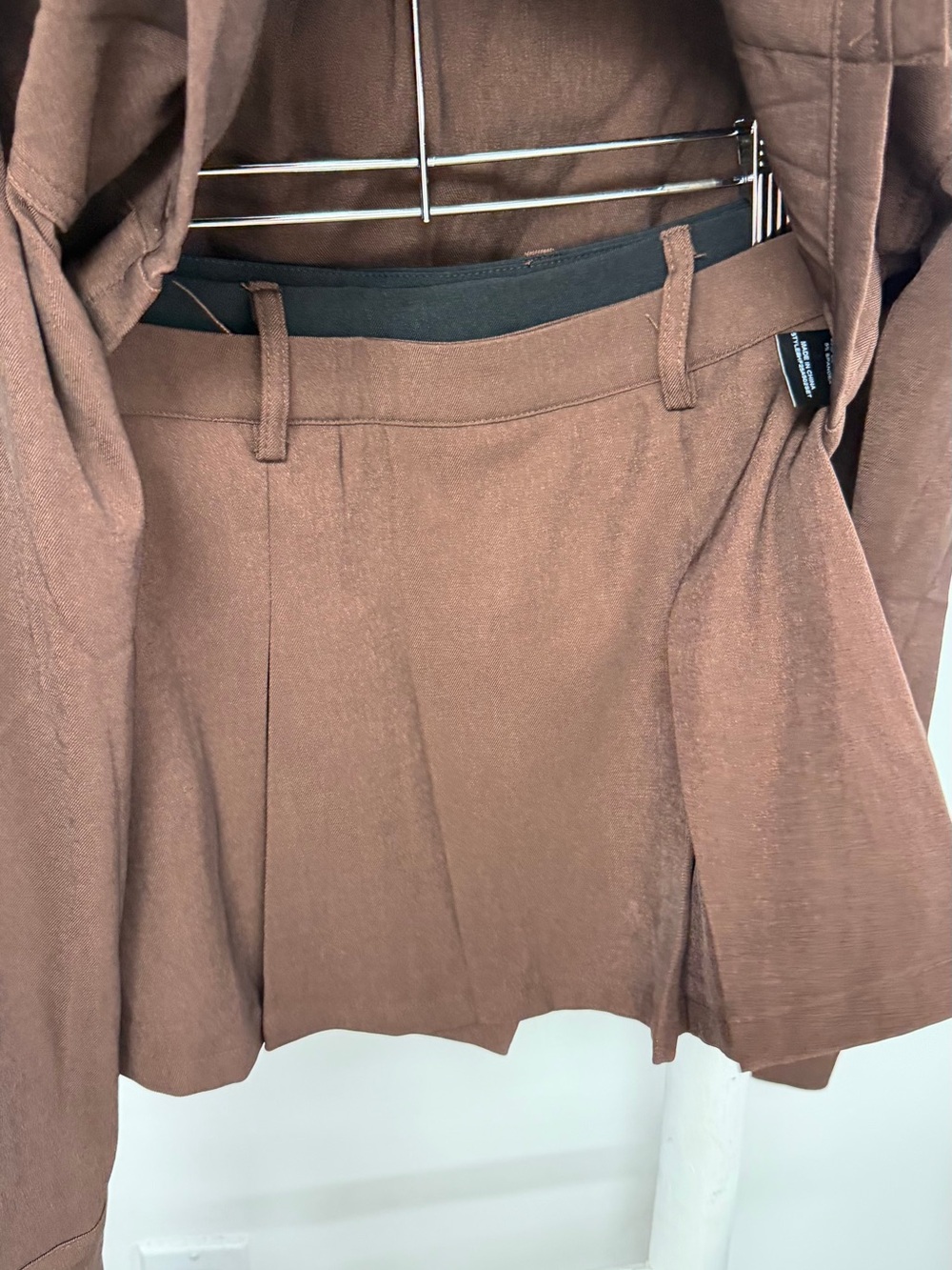 Fashion Nova Brown Crop Shirt & Pleated Mini Skirt Set - Picture 11 of 14